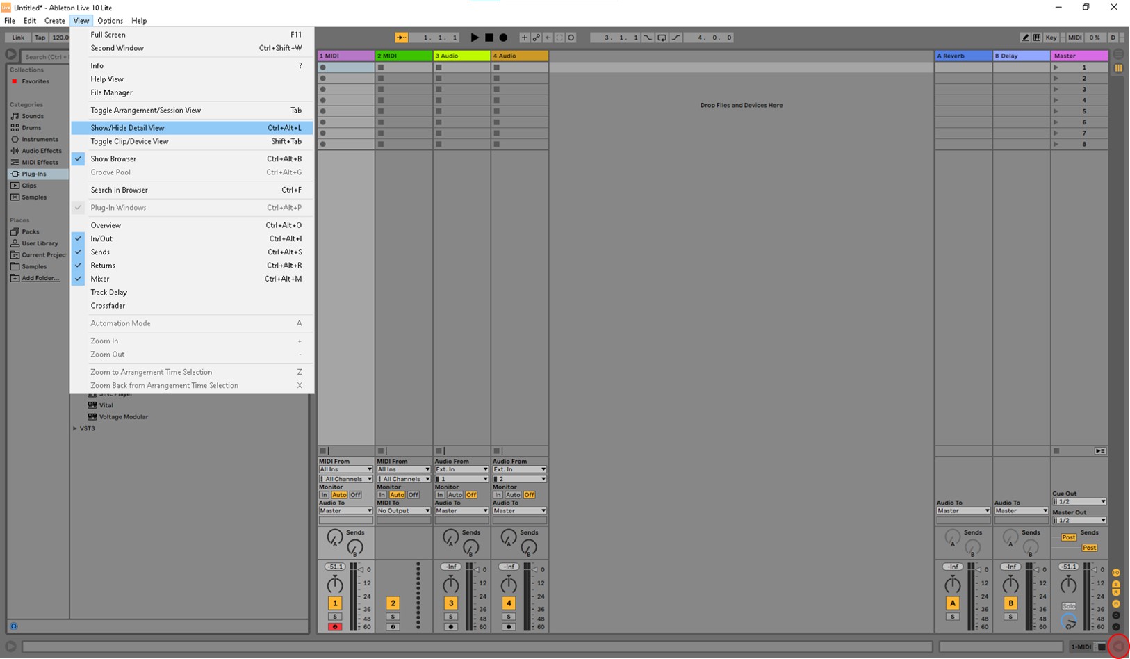 How to open the "Detail View" in Ableton Live