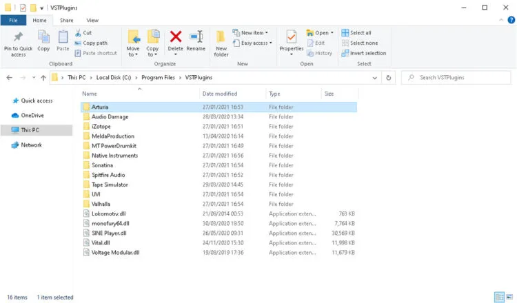 An image showing the plugins folder in the Windows File Browser