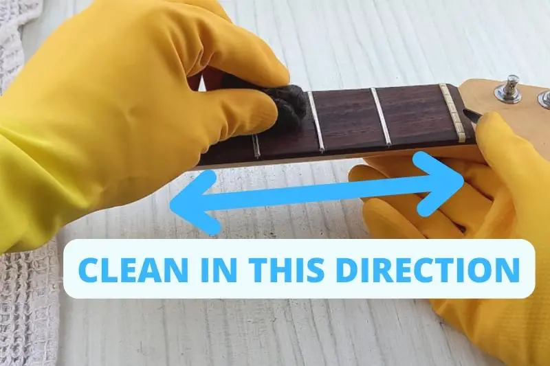 Cleaning a rosewood fretboard with steel wool