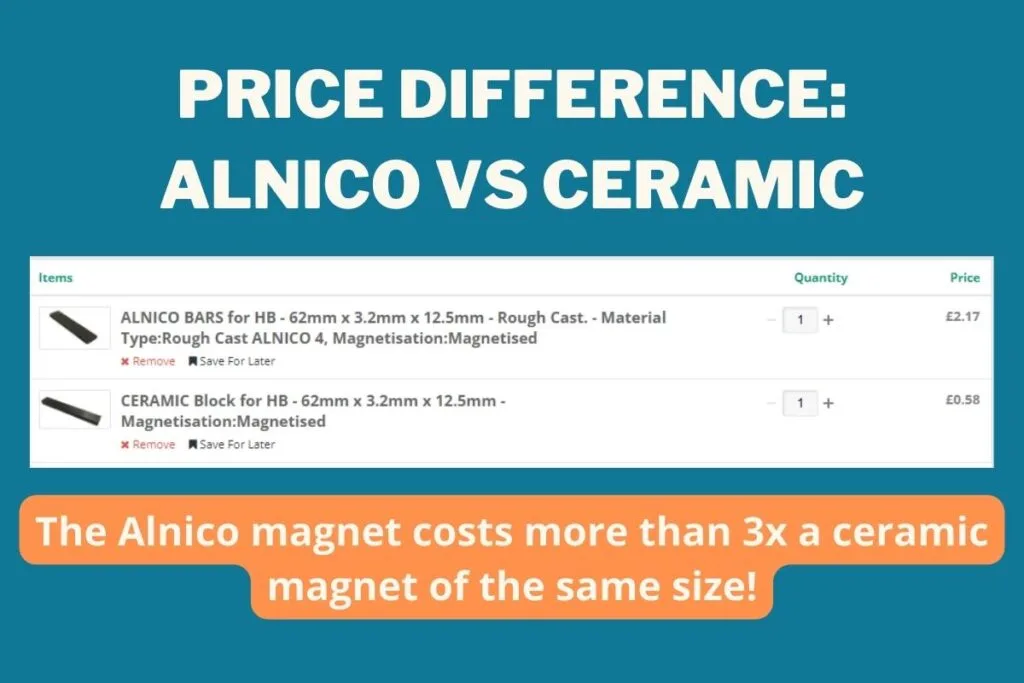 alnico vs ceramic pickup cost